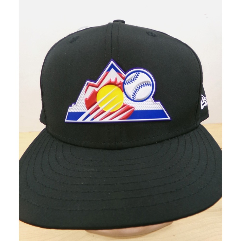New Era 59Fifty Cap Hat Black Size‎ 7 7/8 MLB Colorado Rockies Vinyl Logo
